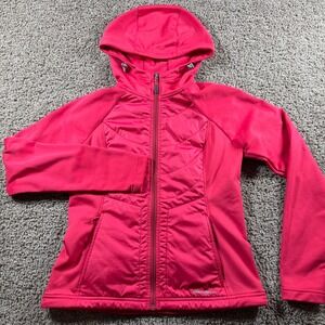 Eddie Bauer Womens red Quilted Fleece Hooded Jacket Small Active Outdoor coat